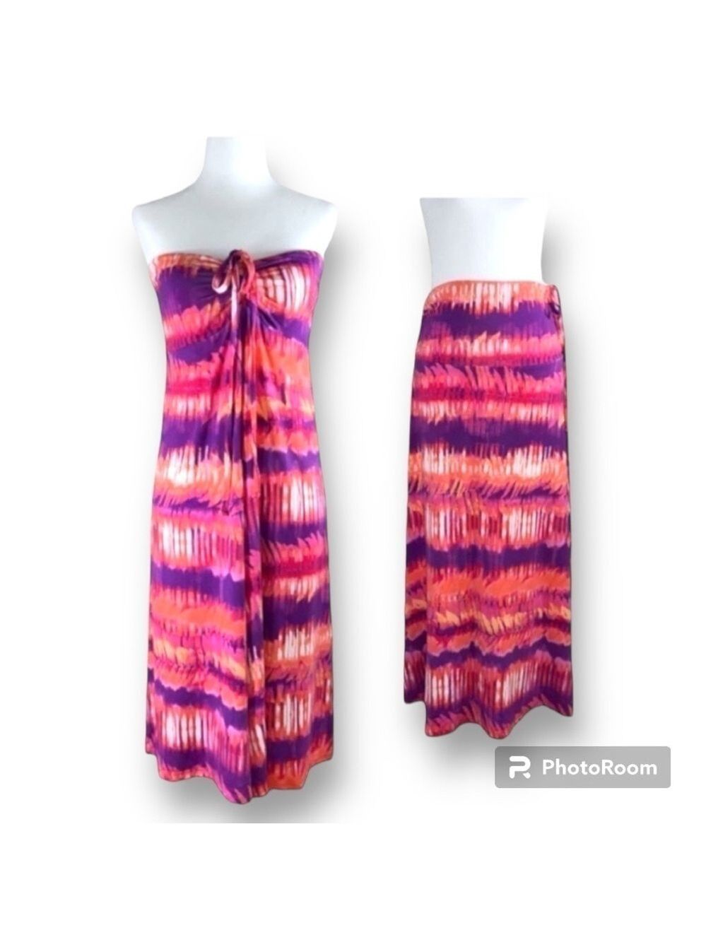 Dakini Convertible Strapless Dress Beach Cover Vibrant Tie-Dye Print